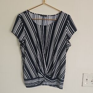 Adrianna Papell NAVY and White Striped Blouse
